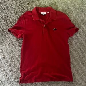 Lacoste Red Short-Sleeve 100% Cotton Pique Slim Fit Polo Medium